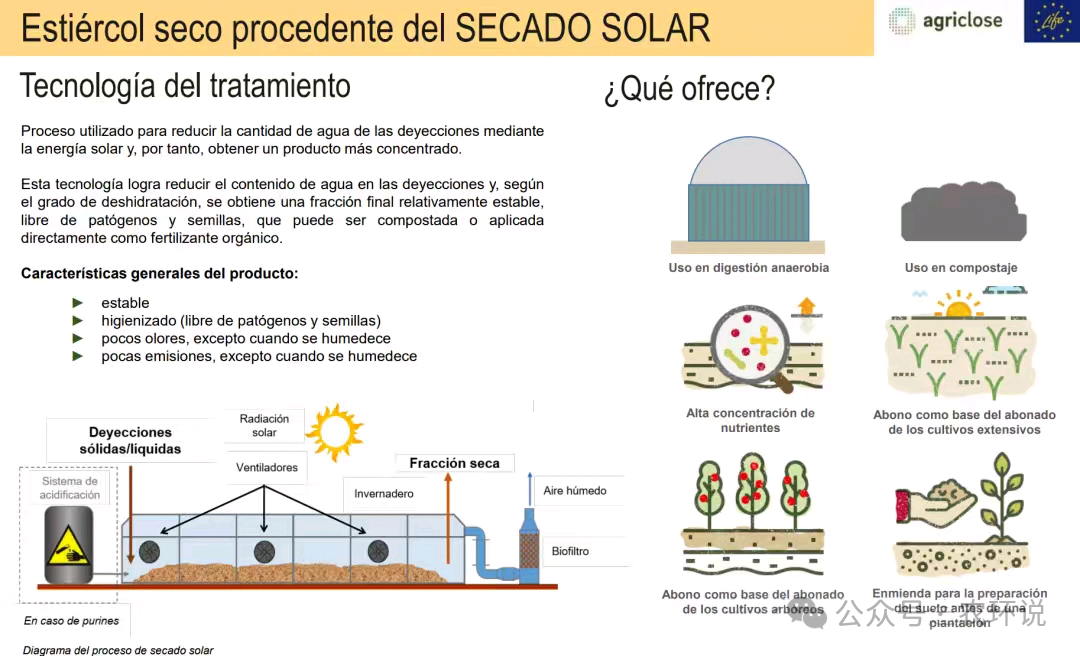 ③ 太阳能干燥 Estiércol Seco